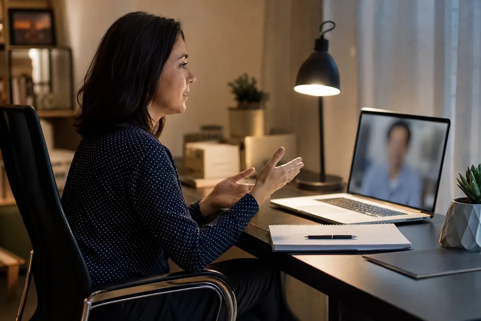 Agency manager interviewing a chatter on a video call