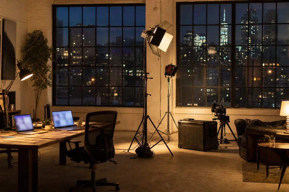 New York production loft at night